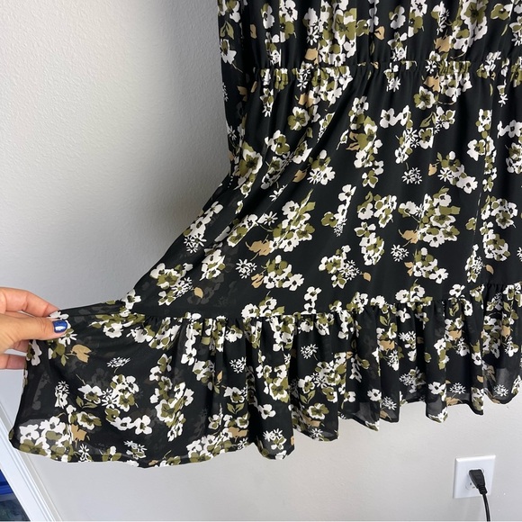 MICHAEL Michael Kors black green long sleeve mini dress fit & flare size M - Picture 6 of 14